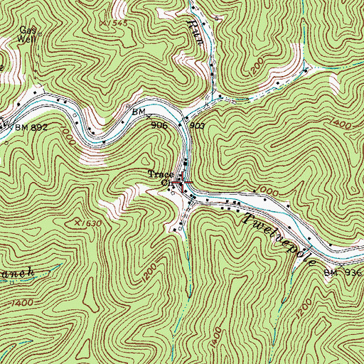 Topographic Map of Trace Church, WV