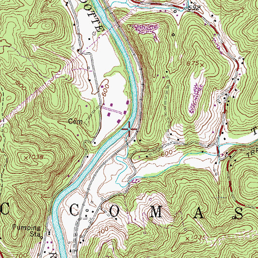 Topographic Map of Trace Creek, WV