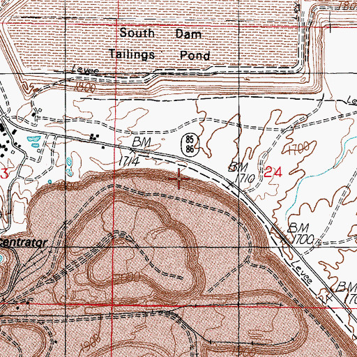 Topographic Map of New Cornelia Tailings Dam, AZ
