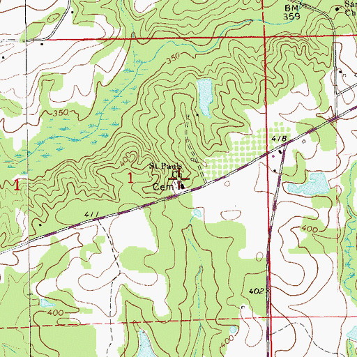 Topographic Map of Saint Paul Cemetery, AL