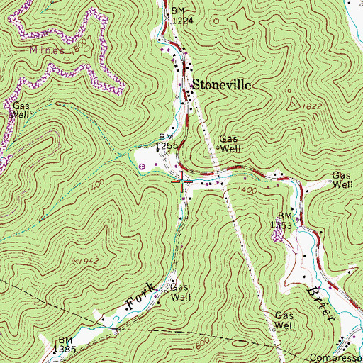 Topographic Map of Trace Fork, WV