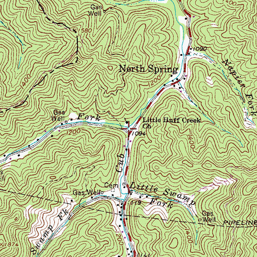 Topographic Map of Trace Fork, WV