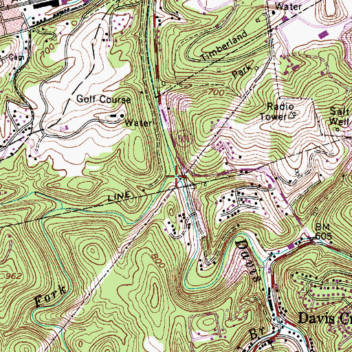 Topographic Map of Trace Fork, WV