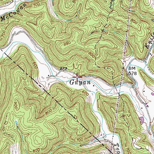 Topographic Map of Trace Fork, WV