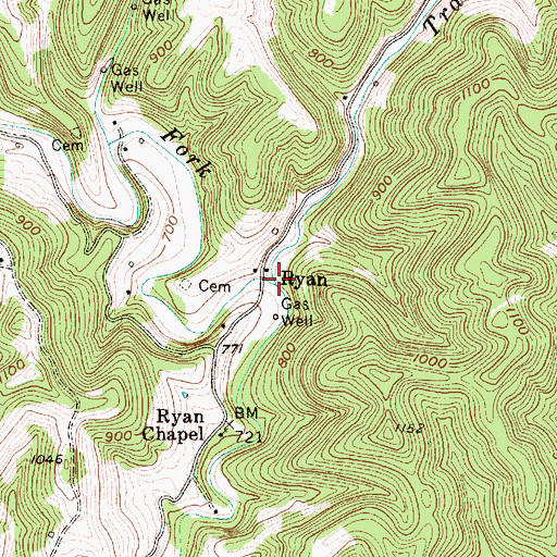 Topographic Map of Trace Fork, WV