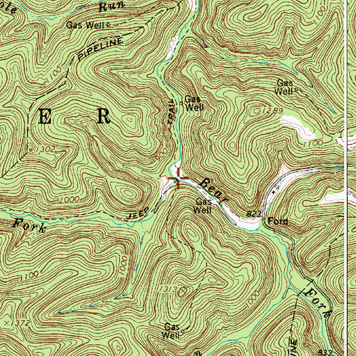 Topographic Map of Trace Fork, WV