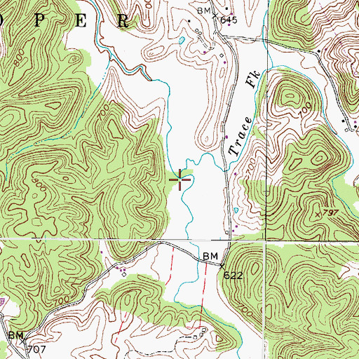 Topographic Map of Trace Fork, WV