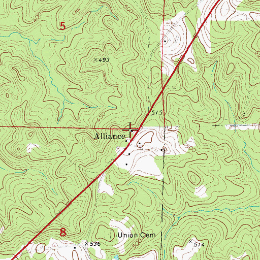 Topographic Map of Mount Zion Cemetery, AL
