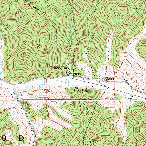 Topographic Map of Trace Fork Church, WV