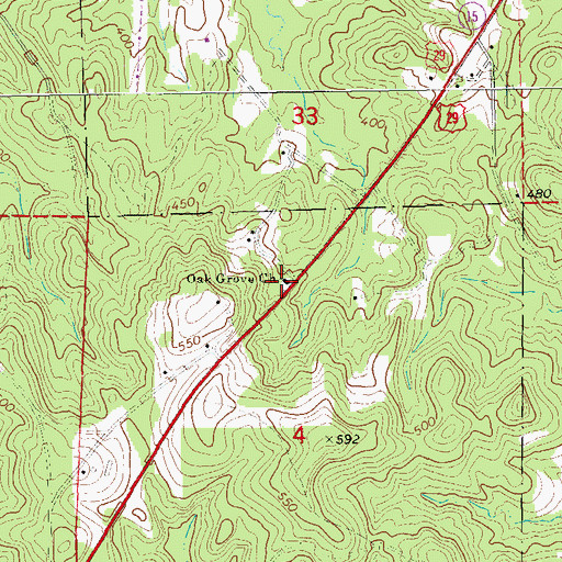 Topographic Map of Oak Grove Cemetery, AL