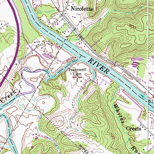 Topographic Map of Tracewell Cemetery, WV