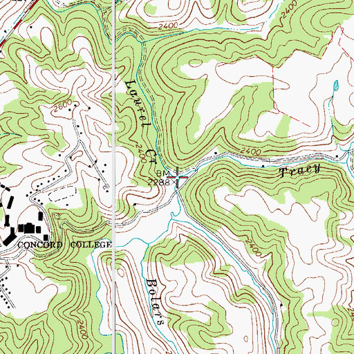 Topographic Map of Tracy Fork, WV