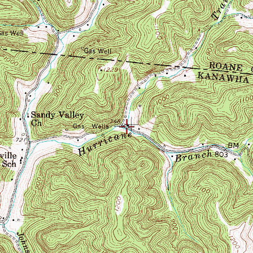 Topographic Map of Trail Branch, WV