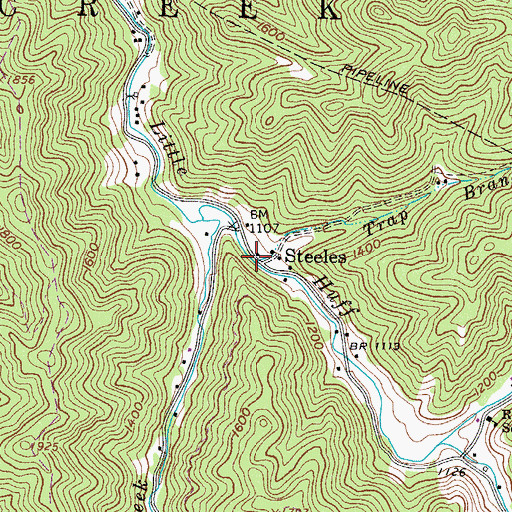 Topographic Map of Trap Branch, WV