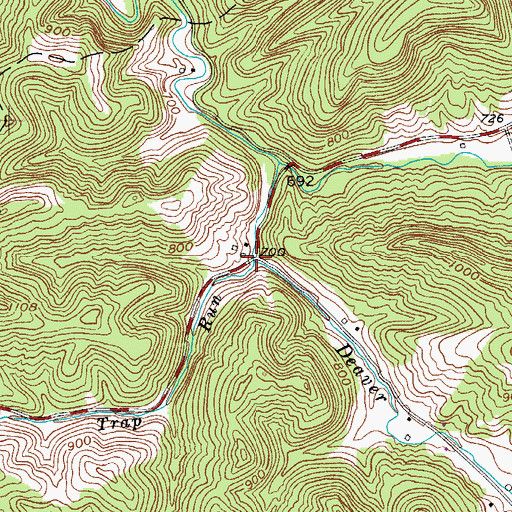 Topographic Map of Trap Run, WV