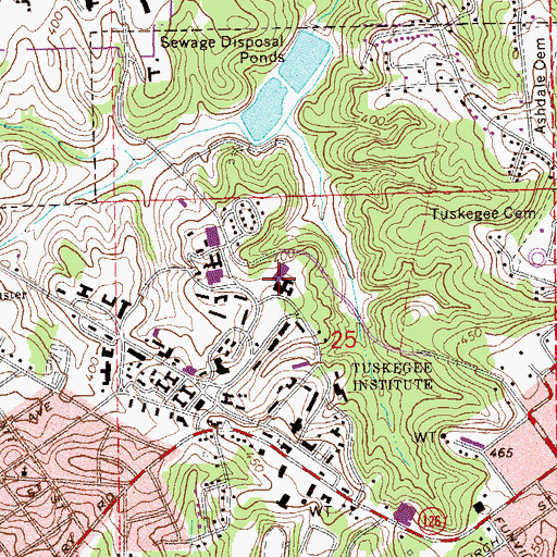 Topographic Map of John A Andrew Hospital (historical), AL