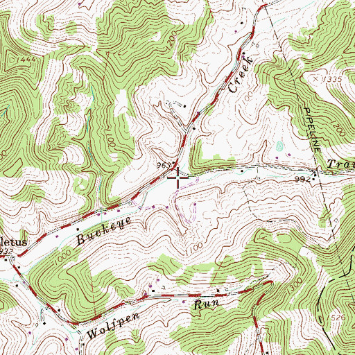 Topographic Map of Traugh Fork, WV