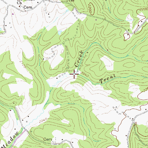 Topographic Map of Trent Branch, WV