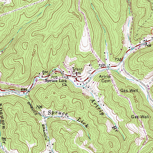 Topographic Map of Trent Cemetery, WV