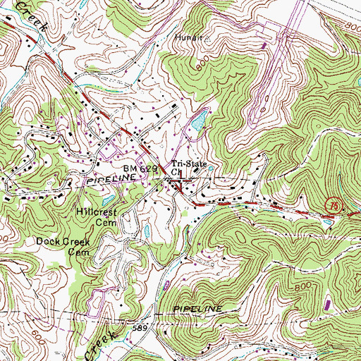 Topographic Map of Tri-state Church, WV