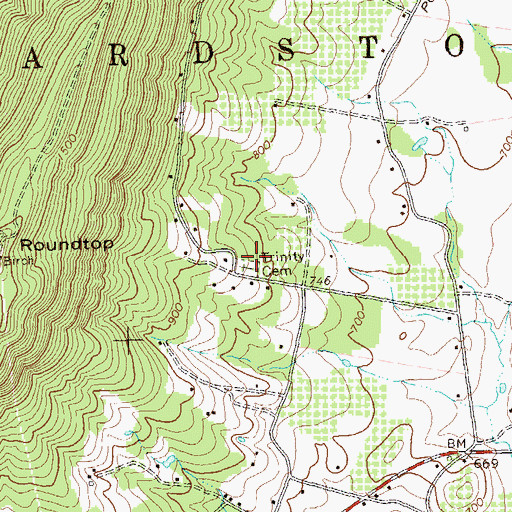 Topographic Map of Trinity Cemetery, WV