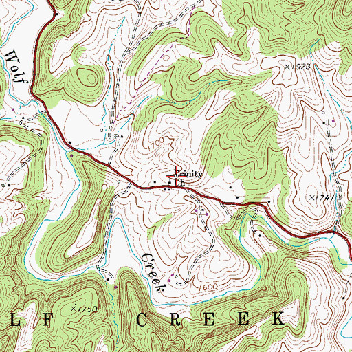 Topographic Map of Trinity Church, WV