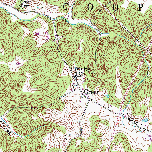 Topographic Map of Trinity Church, WV