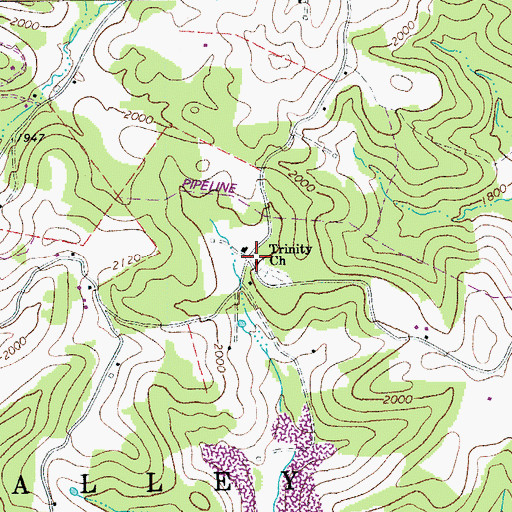 Topographic Map of Trinity Church, WV
