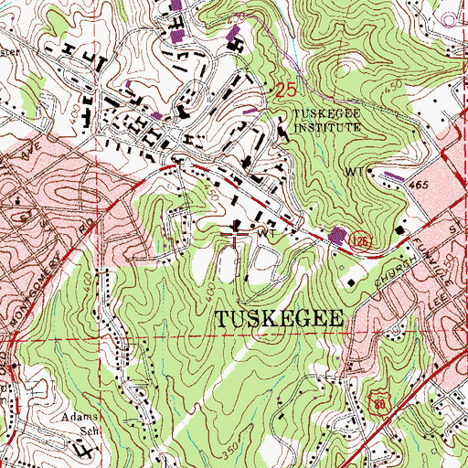 Topographic Map of Frissell Library, AL
