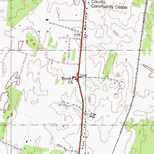 Topographic Map of Trinity Church, WV