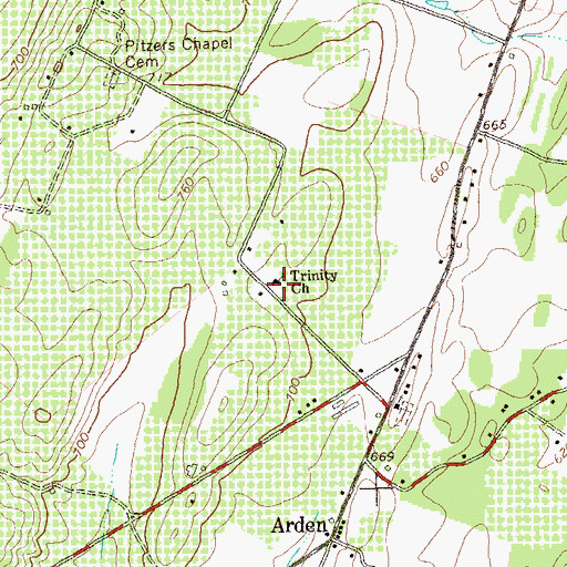 Topographic Map of Trinity Church, WV