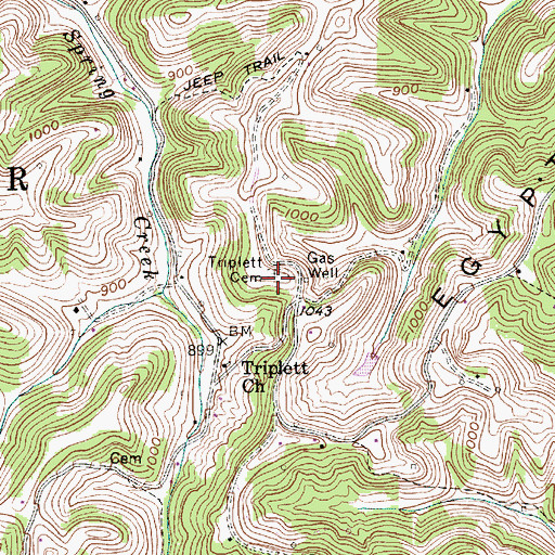 Topographic Map of Triplett Cemetery, WV