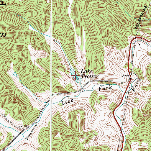 Topographic Map of Lake Trotter, WV