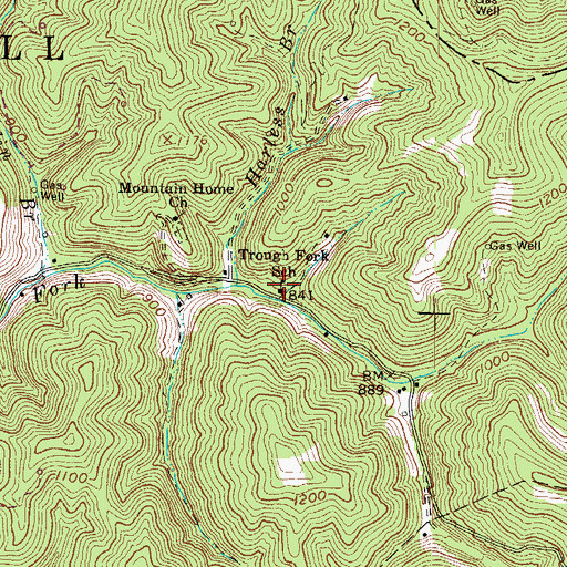 Topographic Map of Trough Fork School (historical), WV