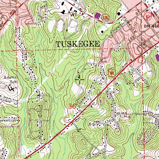Topographic Map of Abbott Park, AL