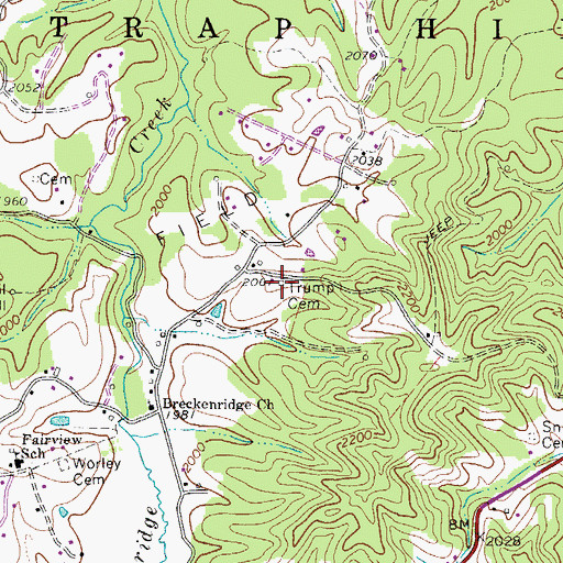 Topographic Map of Trump Cemetery, WV