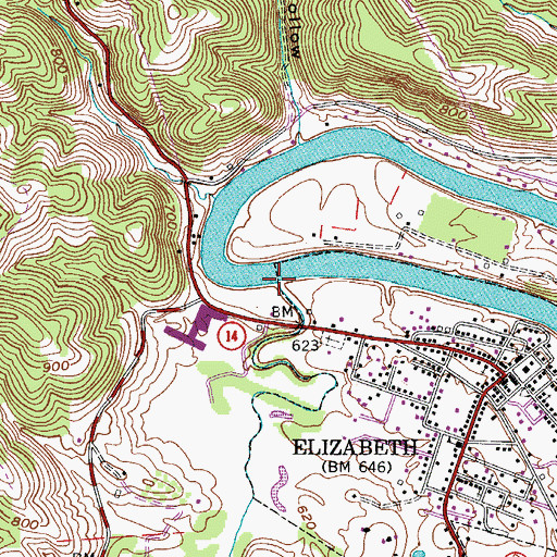 Topographic Map of Tucker Creek, WV