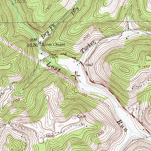 Topographic Map of Tucker Run, WV