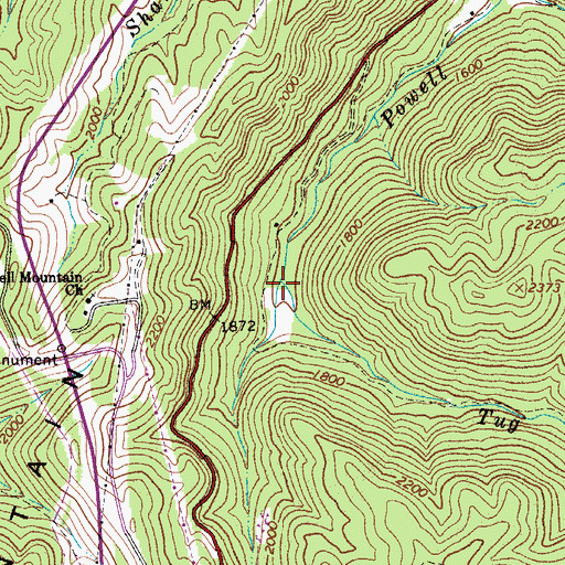 Topographic Map of Tug Fork, WV