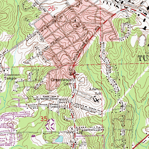 Topographic Map of Saint Josephs School, AL