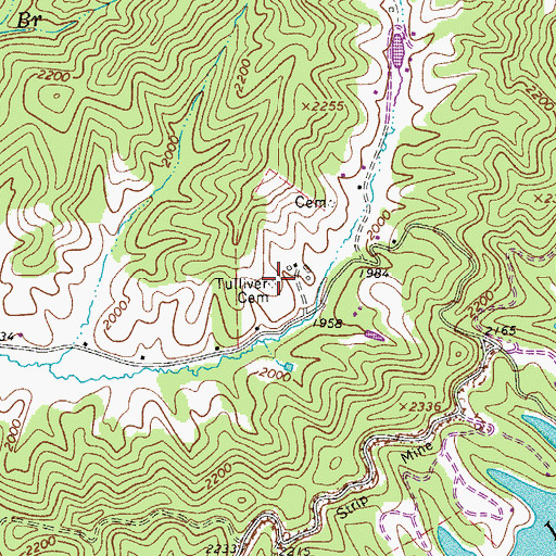 Topographic Map of Tulliver Cemetery, WV