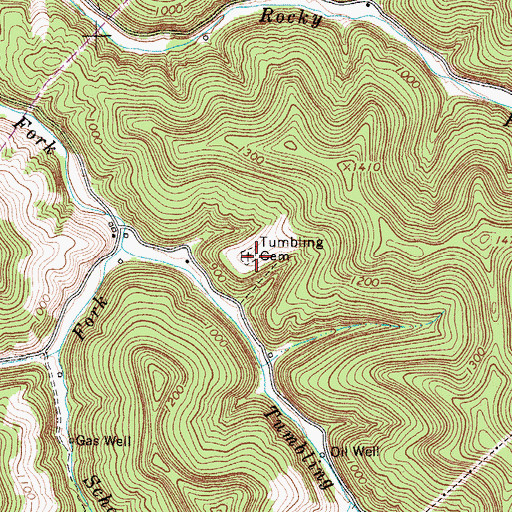 Topographic Map of Tumbling Cemetery, WV