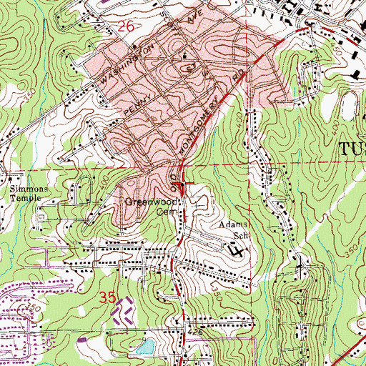 Topographic Map of Saint Josephs Catholic Church, AL