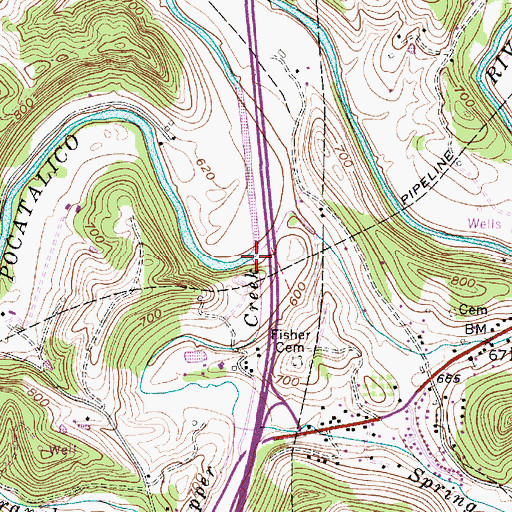 Topographic Map of Tupper Creek, WV