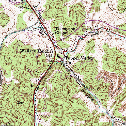 Topographic Map of Tupper Valley Church, WV