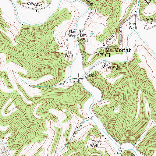 Topographic Map of Turkey Creek, WV