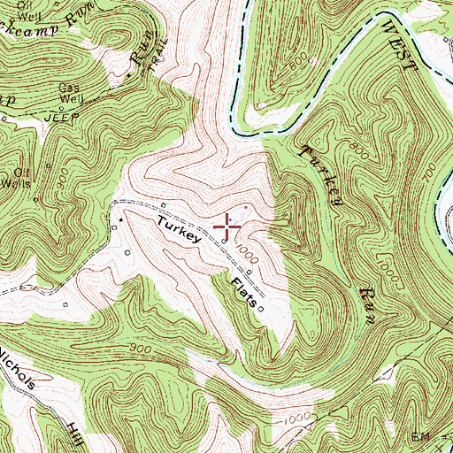 Topographic Map of Turkey Flats, WV