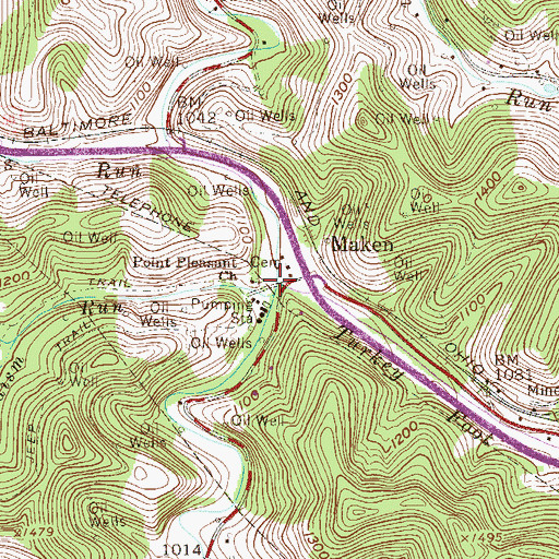 Topographic Map of Turkey Foot Run, WV