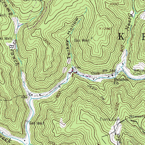Topographic Map of Turkey Hollow, WV