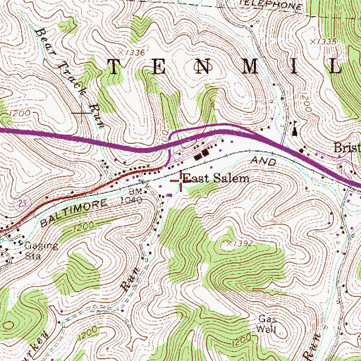 Topographic Map of Turkey Run, WV